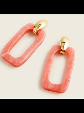 Jcrew Made In Italy Gold & Coral Resin Link Drop Earrings - Women Jewelry
